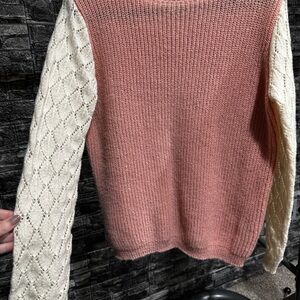 Pink/mauve and Cream Women's Sweater